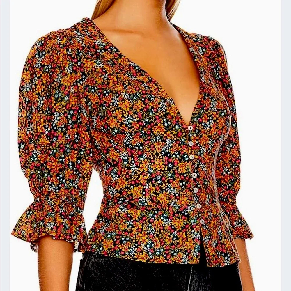 Free People Floral Button-Up Women's Top size M - Picture 1 of 10